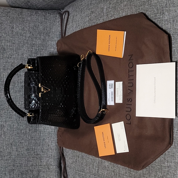 LOUIS VUITTON RARE Black Python Capucines Handbag BB - Picture 12 of 12